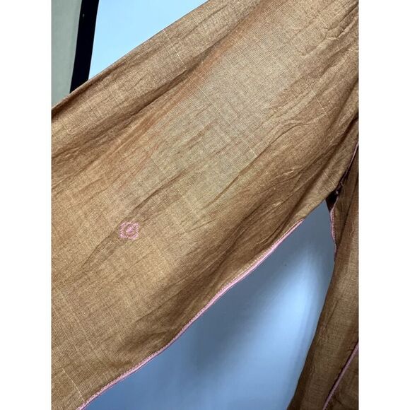 PAUL ROPP Women's One Button Cotton Blouse/Jacket Brown/Pink Size Large - Picture 6 of 15